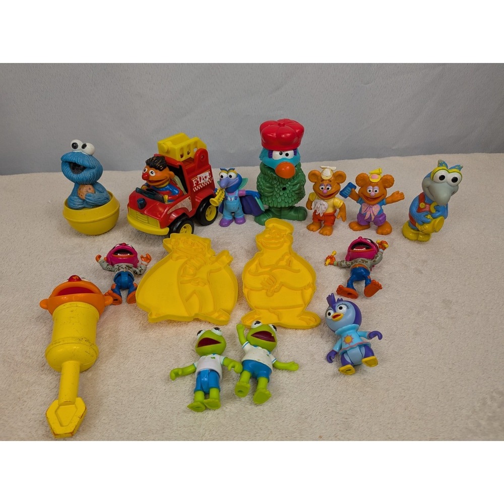 Vintage Muppet Babies Sesame Street Figures Lot Kermit Cookie Monster Gonzo